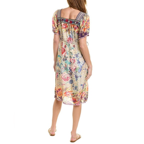 JOHNNY WAS FLORAL TOPIARY RUMI BOHEMIAN SILK DRESS - Picture 6 of 16